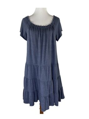 Max Studio Navy Blue Tiered Maxi Dress
